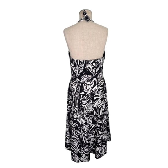 Donna Ricco Black and White Floral Halter Sundress Size 8 - Picture 5 of 6